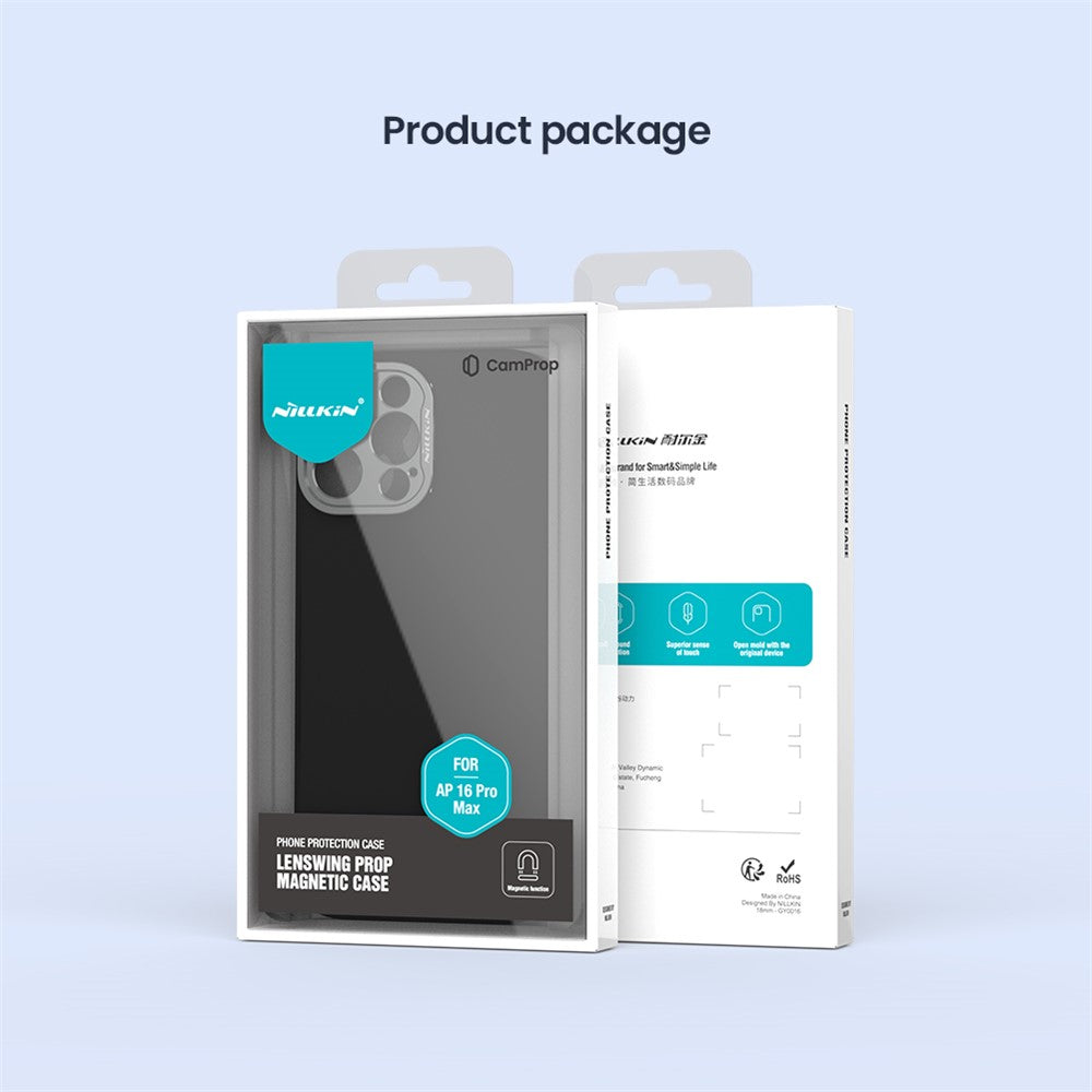 NILLKIN Lenswing Prop For iPhone 16 Pro Max Case Compatible with MagSafe Camera Lens Frame Kickstand Soft Silicone Phone Cover