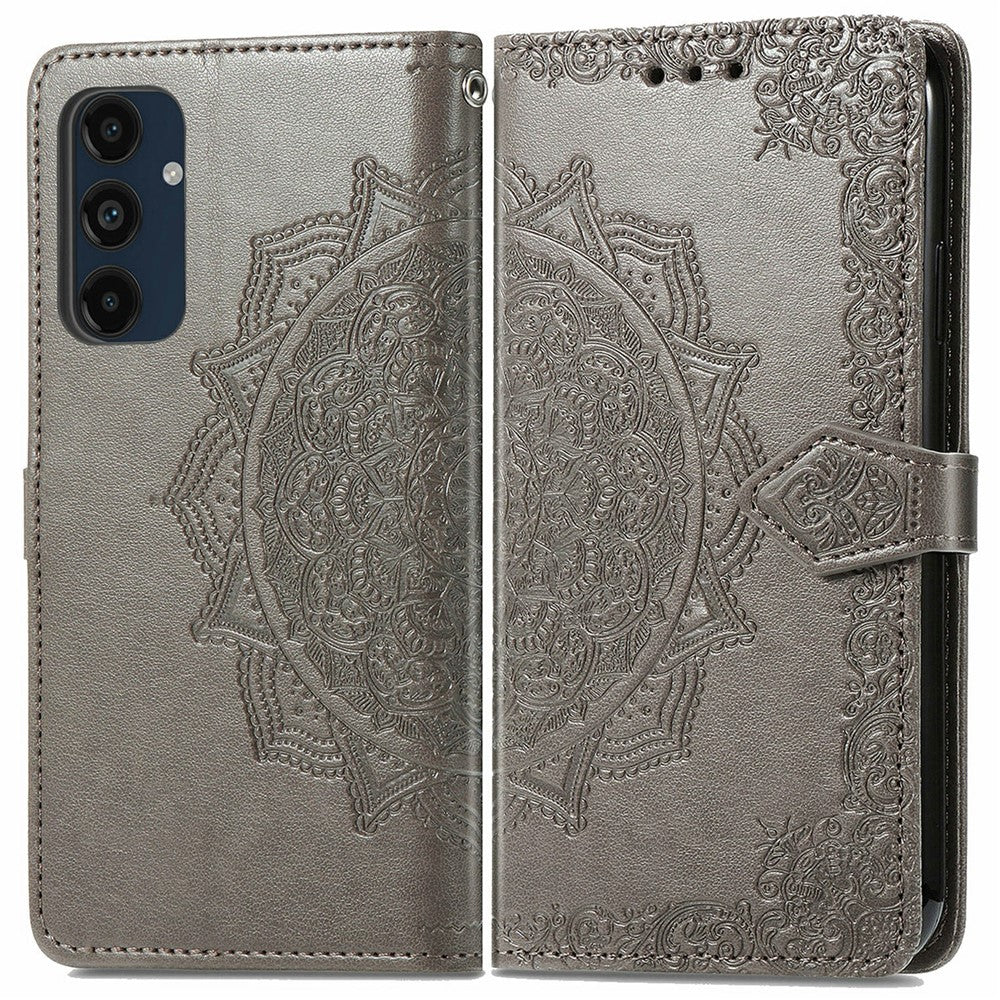 For Samsung Galaxy S24 FE Case Mandala Embossed Design Leather Wallet Phone Cover