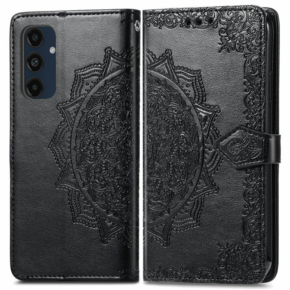 For Samsung Galaxy S24 FE Case Mandala Embossed Design Leather Wallet Phone Cover