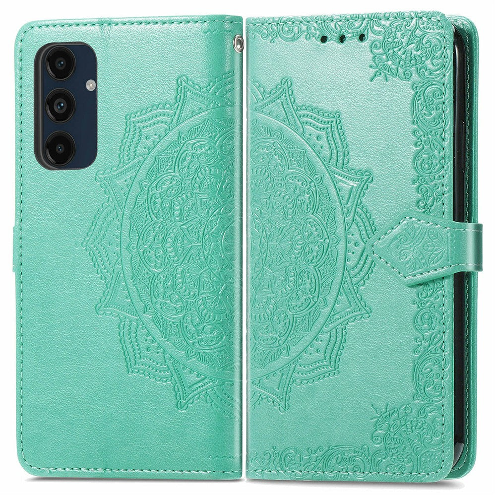 For Samsung Galaxy S24 FE Case Mandala Embossed Design Leather Wallet Phone Cover