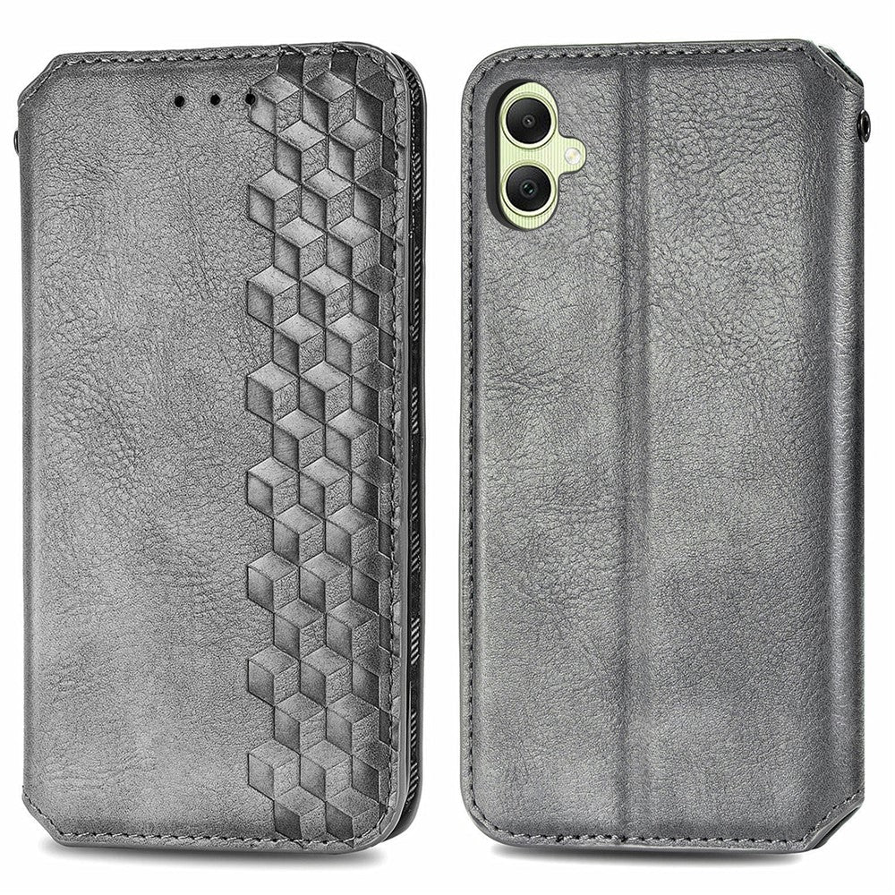 For Samsung Galaxy A06 4G PU Leather Case Rhombus Imprint Wallet Stand Phone Cover