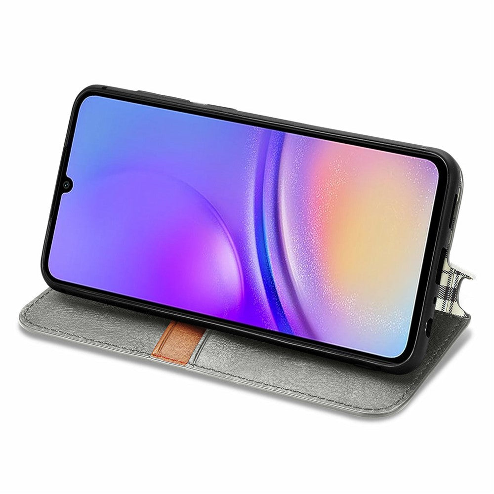 For Samsung Galaxy A06 4G PU Leather Case Rhombus Imprint Wallet Stand Phone Cover