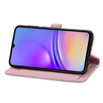 For Samsung Galaxy A06 4G Zipper Wallet Case with Strap Flower Imprint PU Leather Phone Cover