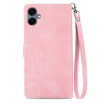 For Samsung Galaxy A06 4G Zipper Wallet Case with Strap Flower Imprint PU Leather Phone Cover