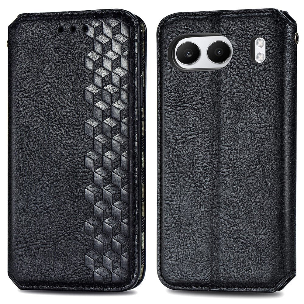 OnePlus Nord 4 PU-läderfodral Rhombus Imprint Plånboksfodral med stativ
