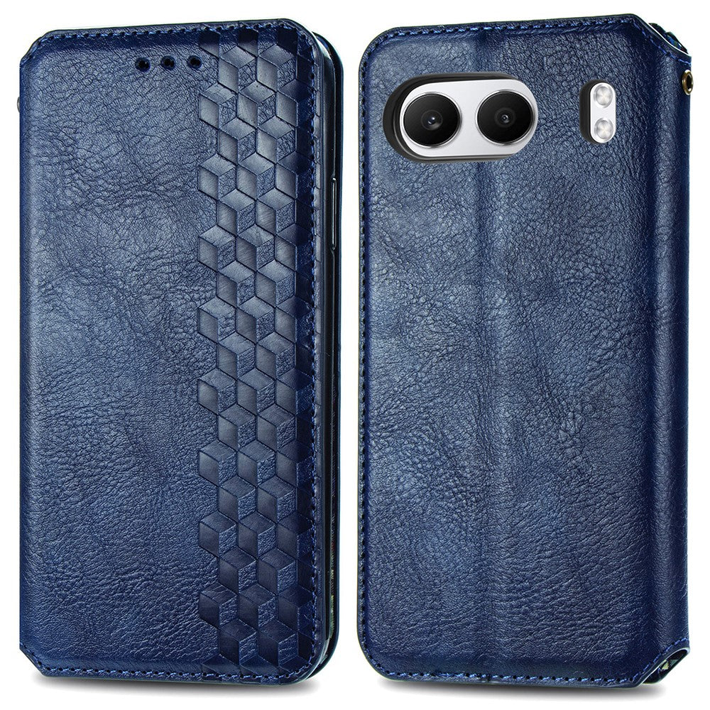 OnePlus Nord 4 PU-läderfodral Rhombus Imprint Plånboksfodral med stativ
