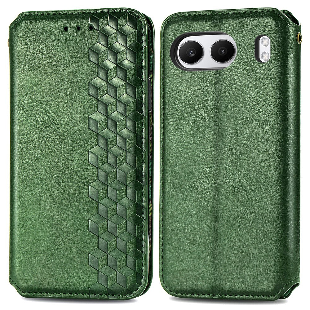 OnePlus Nord 4 PU-läderfodral Rhombus Imprint Plånboksfodral med stativ