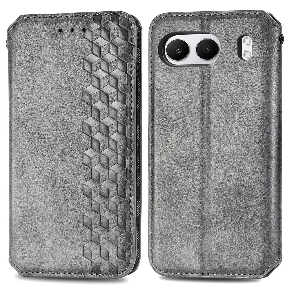 OnePlus Nord 4 PU-läderfodral Rhombus Imprint Plånboksfodral med stativ