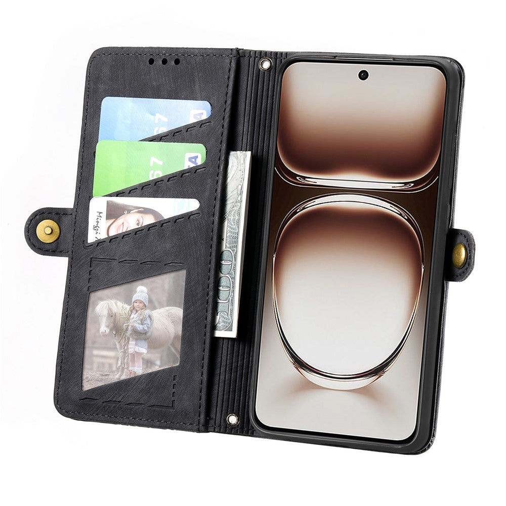 For OnePlus Nord 4 Zipper Wallet Case Geometry Lines Leather Phone Cover with Strap