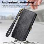 For OnePlus Nord 4 Zipper Wallet Case Geometry Lines Leather Phone Cover with Strap