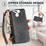 For OnePlus Nord 4 Zipper Wallet Case Geometry Lines Leather Phone Cover with Strap