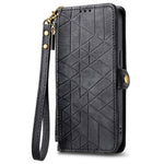 For OnePlus Nord 4 Zipper Wallet Case Geometry Lines Leather Phone Cover with Strap