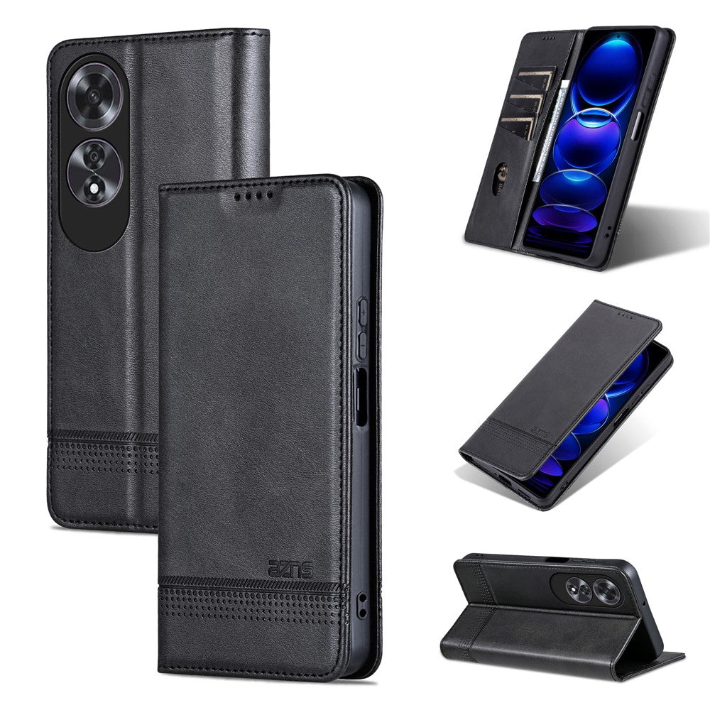 AZNS For Oppo A60 4G Case Cowhide Texture PU Leather Wallet Phone Cover