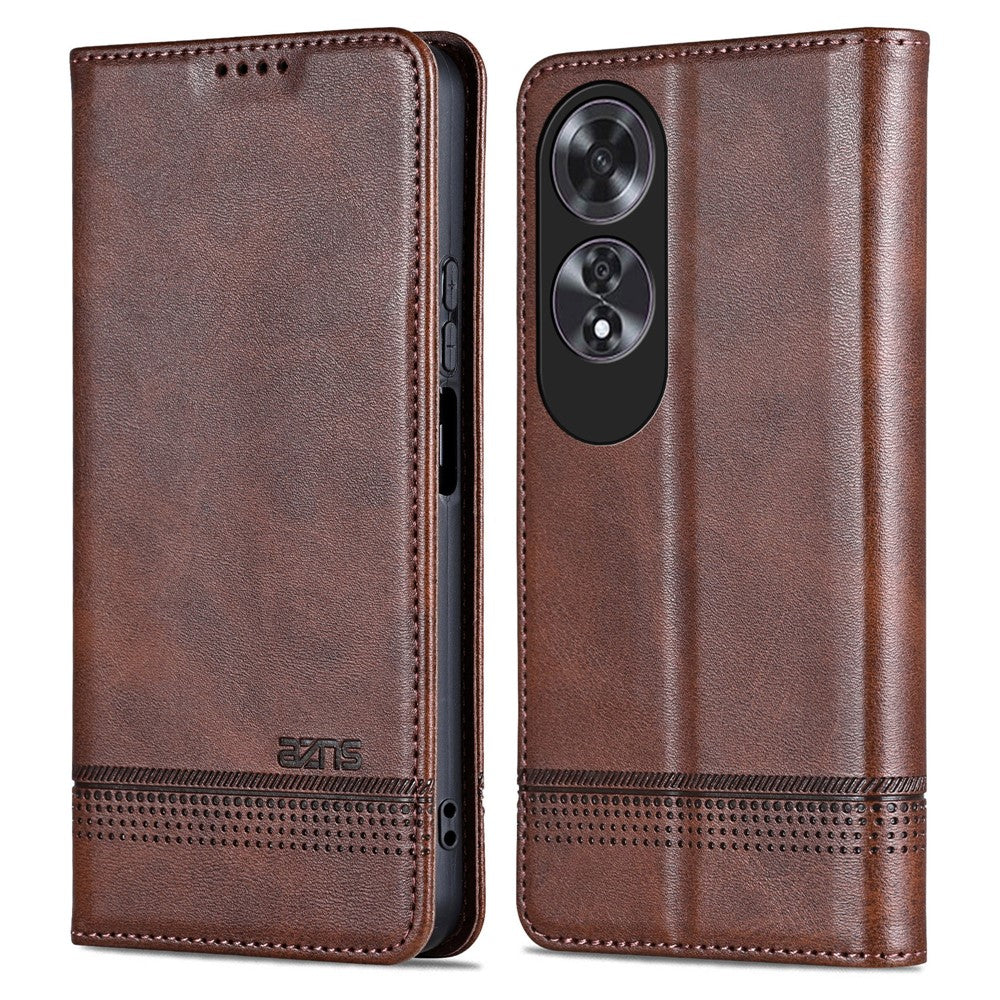 AZNS For Oppo A60 4G Case Cowhide Texture PU Leather Wallet Phone Cover