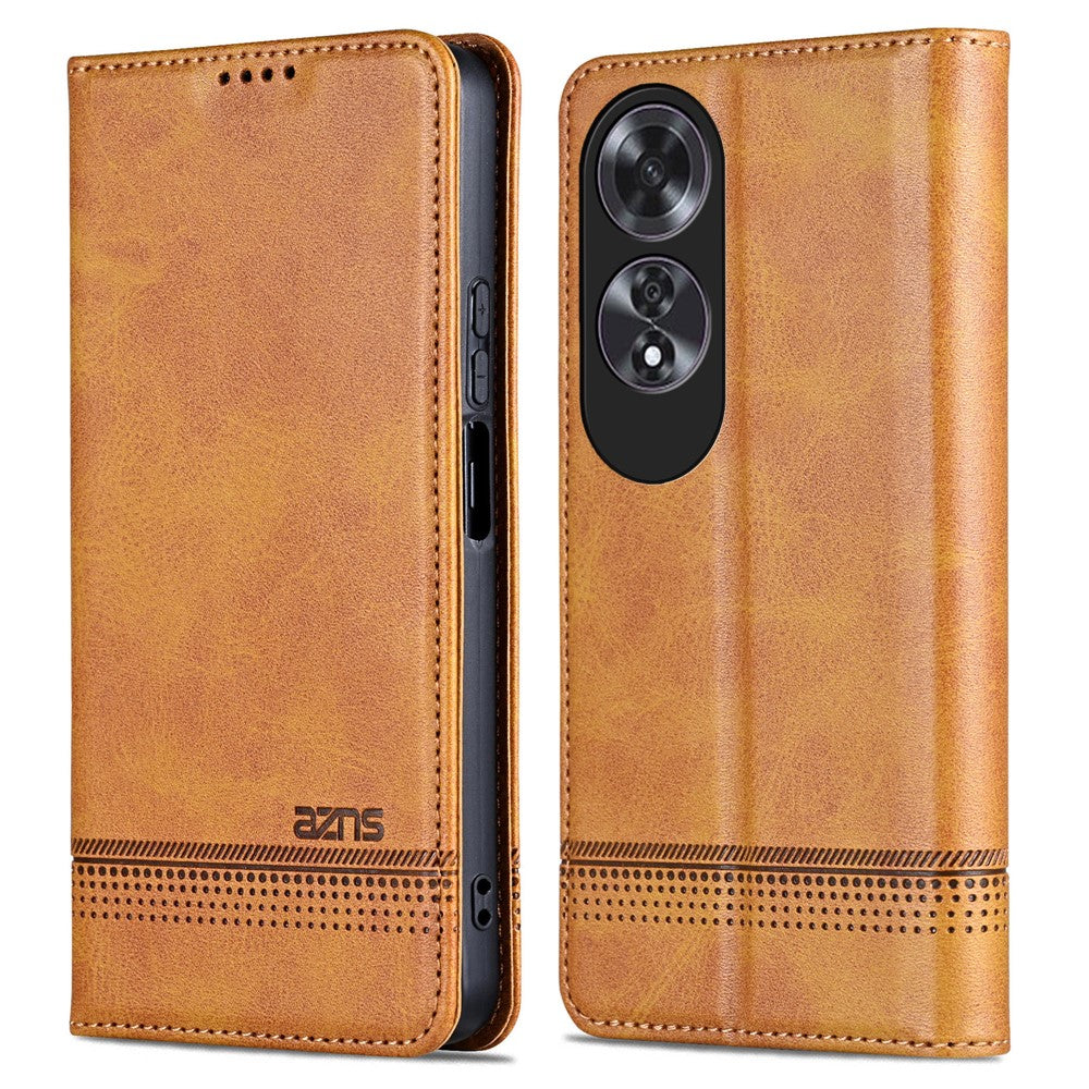 AZNS For Oppo A60 4G Case Cowhide Texture PU Leather Wallet Phone Cover