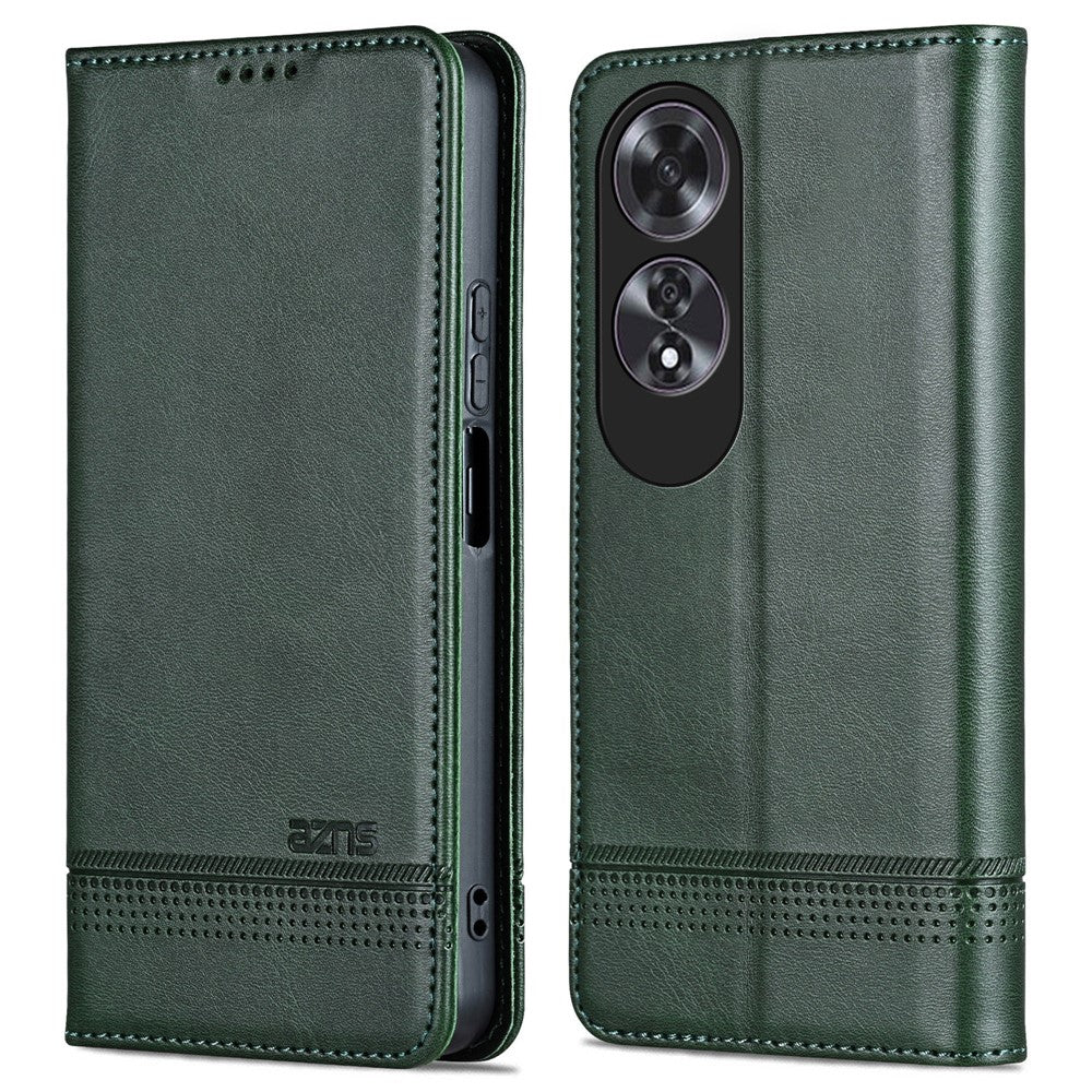 AZNS For Oppo A60 4G Case Cowhide Texture PU Leather Wallet Phone Cover