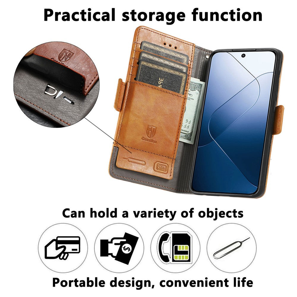 For Xiaomi 14T Pro Phone Cases CASENEO PU Leather Cover Stand with RFID Blocking Wallet