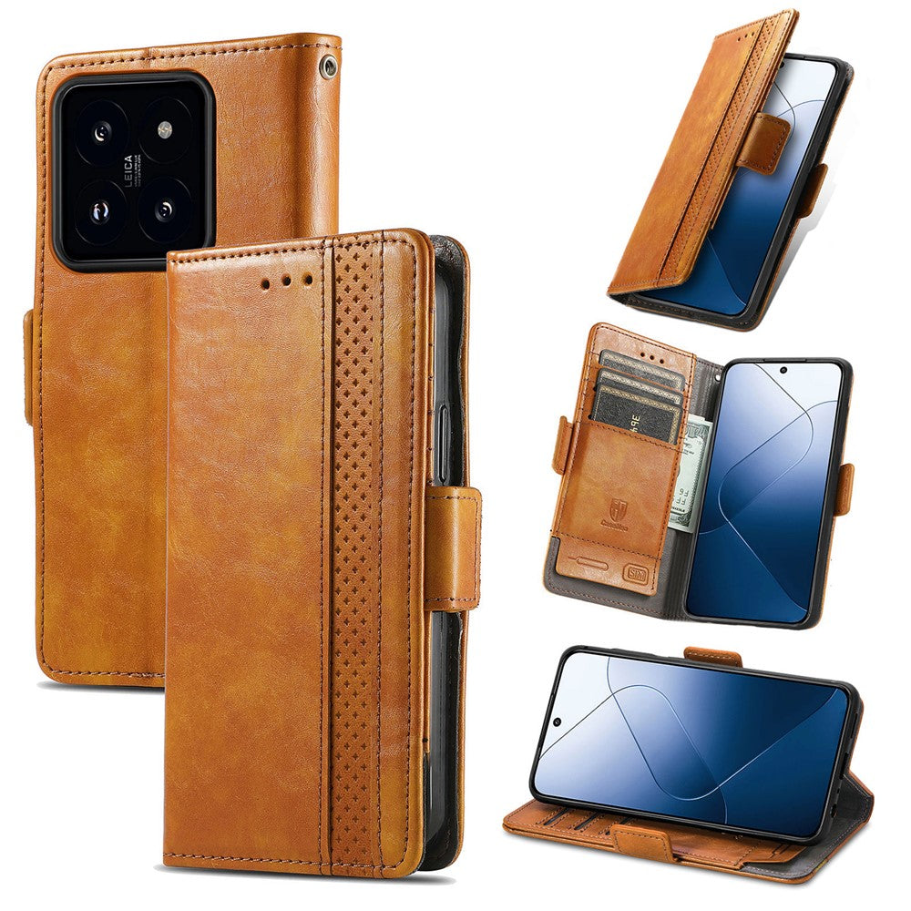 For Xiaomi 14T Pro Phone Cases CASENEO PU Leather Cover Stand with RFID Blocking Wallet