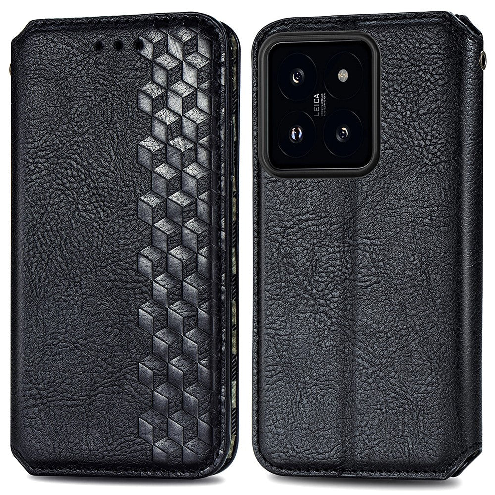 Xiaomi 14T PU-läderfodral Rhombus Imprint plånboksfodral