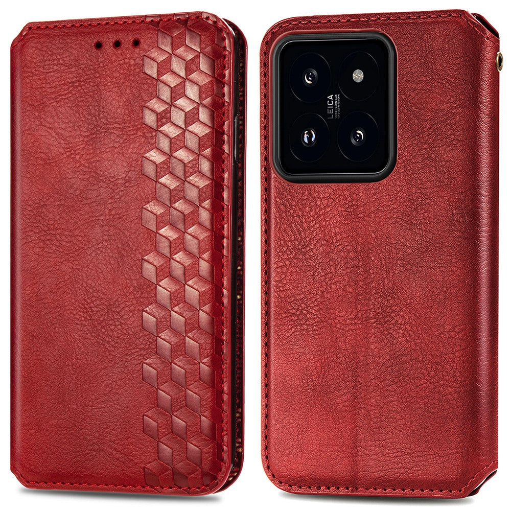 Xiaomi 14T PU-läderfodral Rhombus Imprint plånboksfodral
