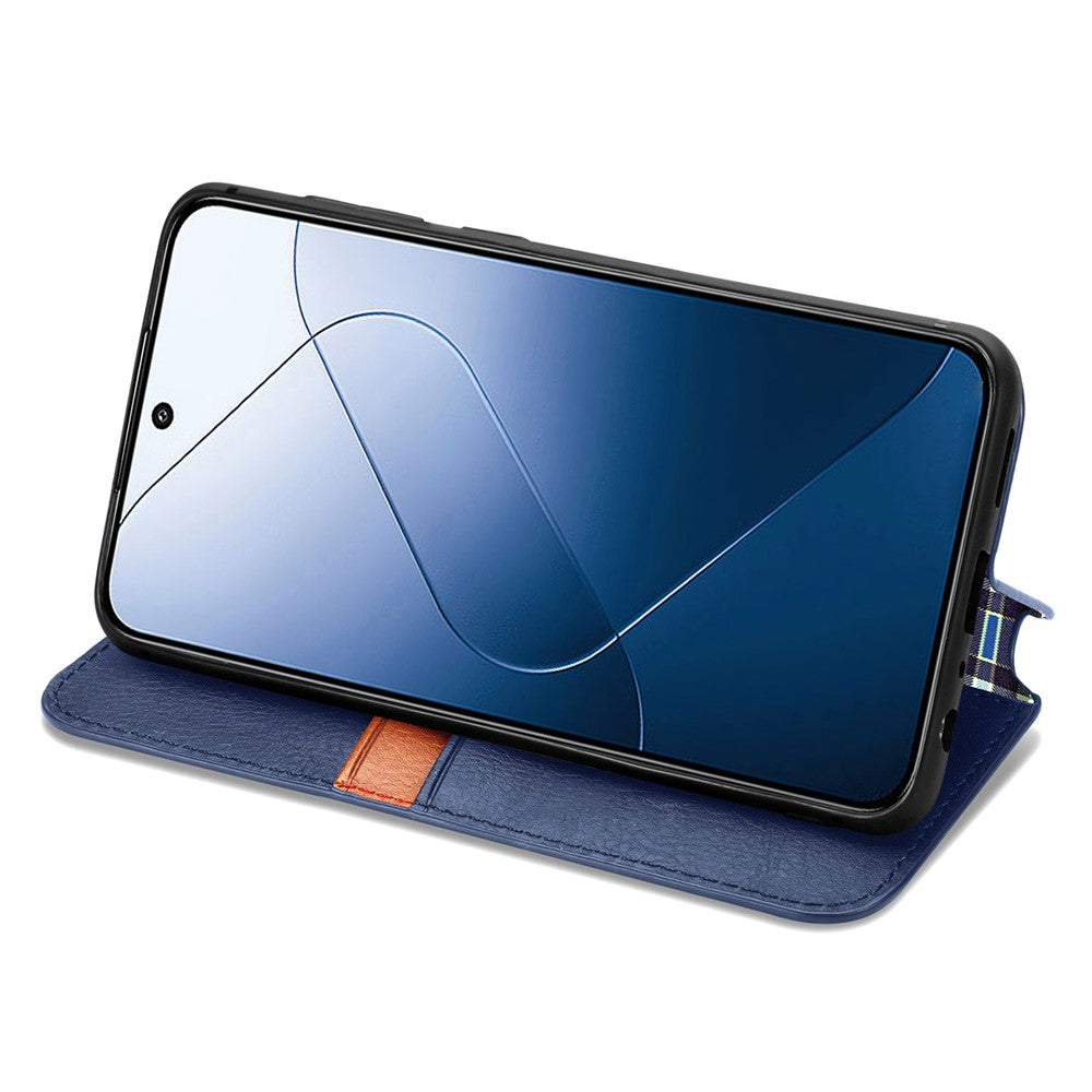For Xiaomi 14T PU Leather Case Rhombus Imprint Wallet Stand Phone Cover