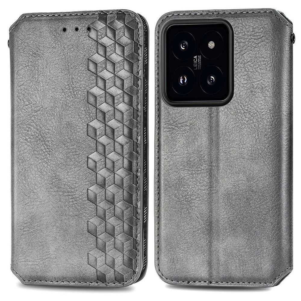 Xiaomi 14T PU-läderfodral Rhombus Imprint plånboksfodral