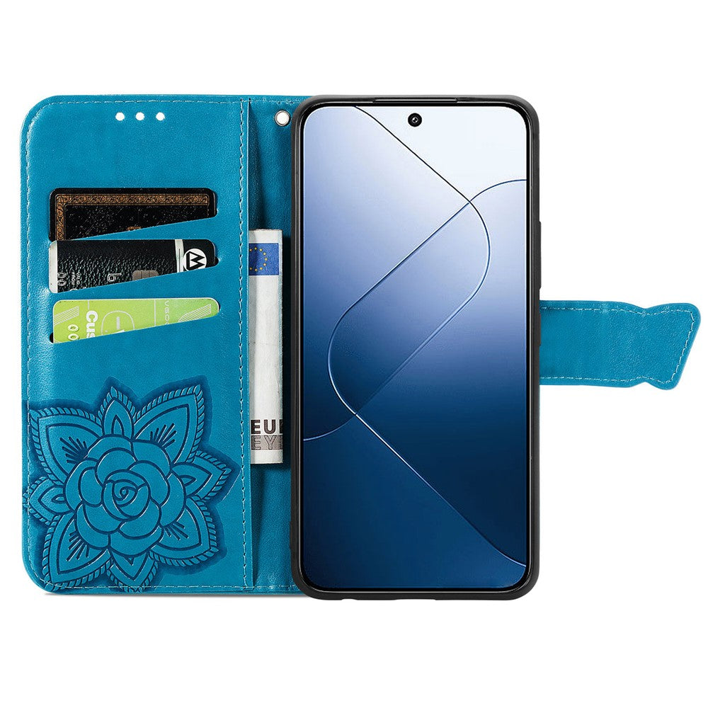 For Xiaomi 14T Case PU Leather Wallet Phone Cover Butterfly Pattern