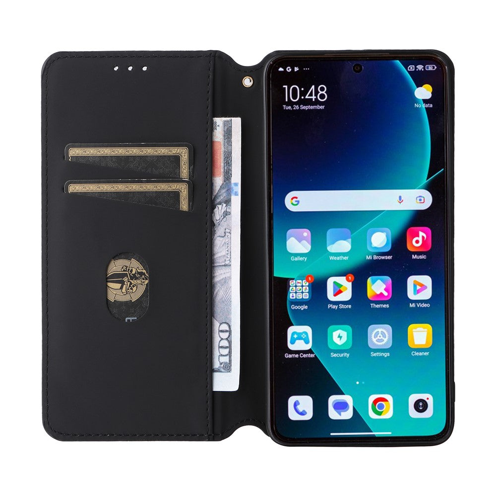 For Xiaomi 14T Wallet Case Rhombus Imprinted Leather Phone Cover