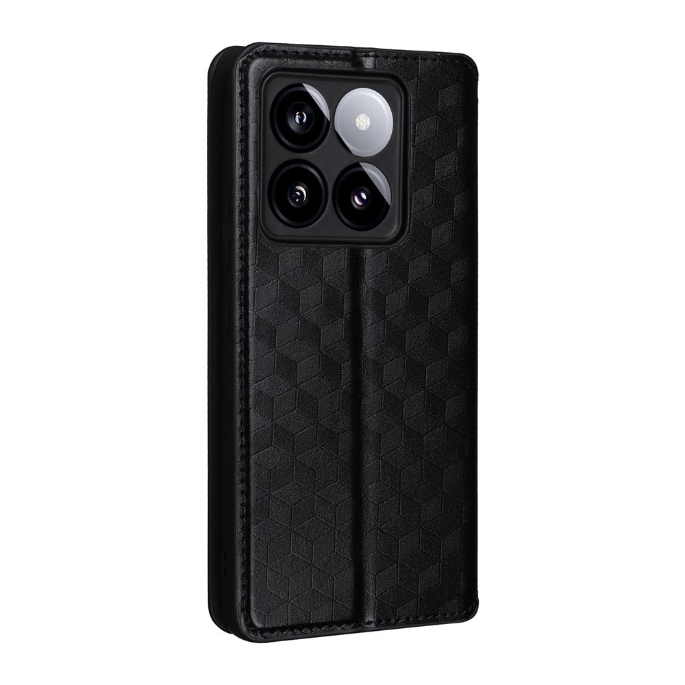 For Xiaomi 14T Wallet Case Rhombus Imprinted Leather Phone Cover