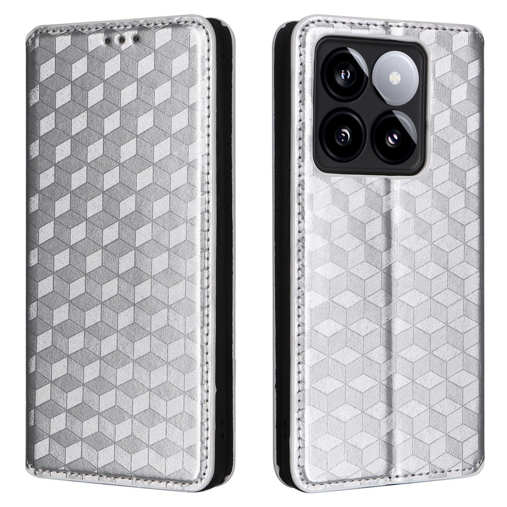 Xiaomi 14T Plånboksfodral Rhombus Präglat Lädermobilfodral
