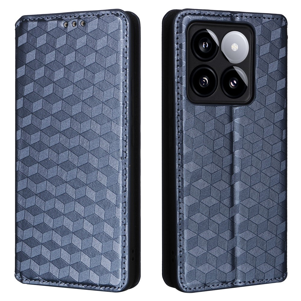 For Xiaomi 14T Wallet Case Rhombus Imprinted Leather Phone Cover