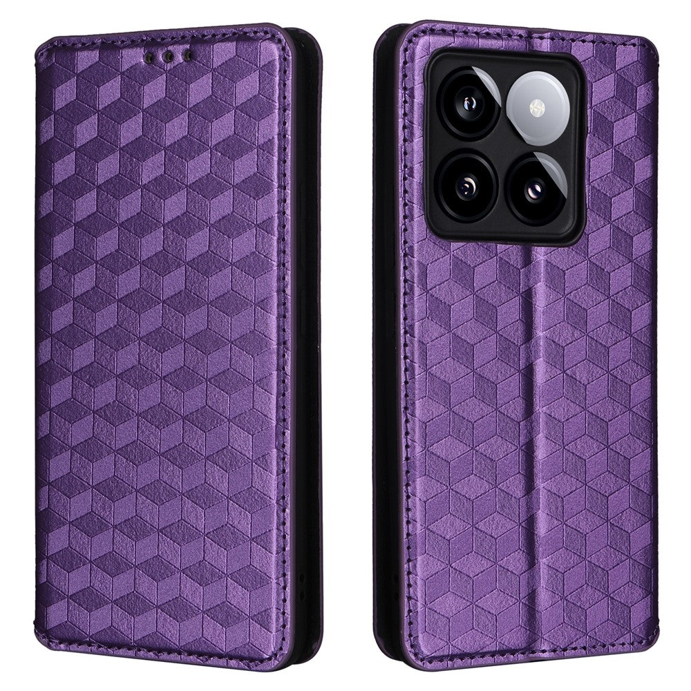 For Xiaomi 14T Wallet Case Rhombus Imprinted Leather Phone Cover