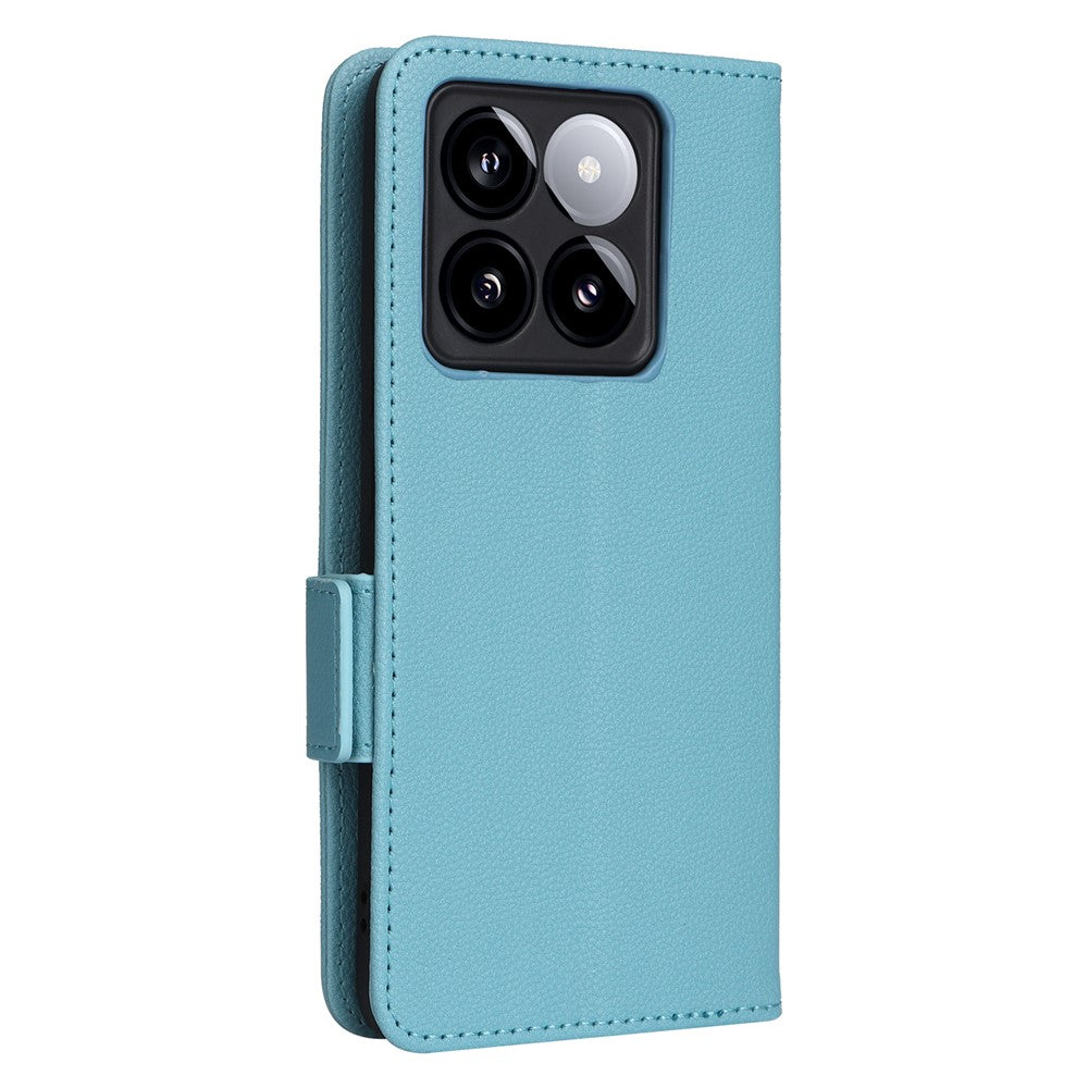 Xiaomi 14T-skal med handledsrem i litchitexturerat PU-läder, plånboksfodral