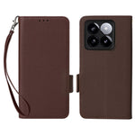Xiaomi 14T-skal med handledsrem i litchitexturerat PU-läder, plånboksfodral