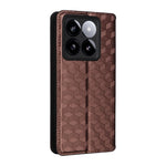 For Xiaomi 14T Pro Wallet Case Rhombus Imprinted Leather Phone Cover