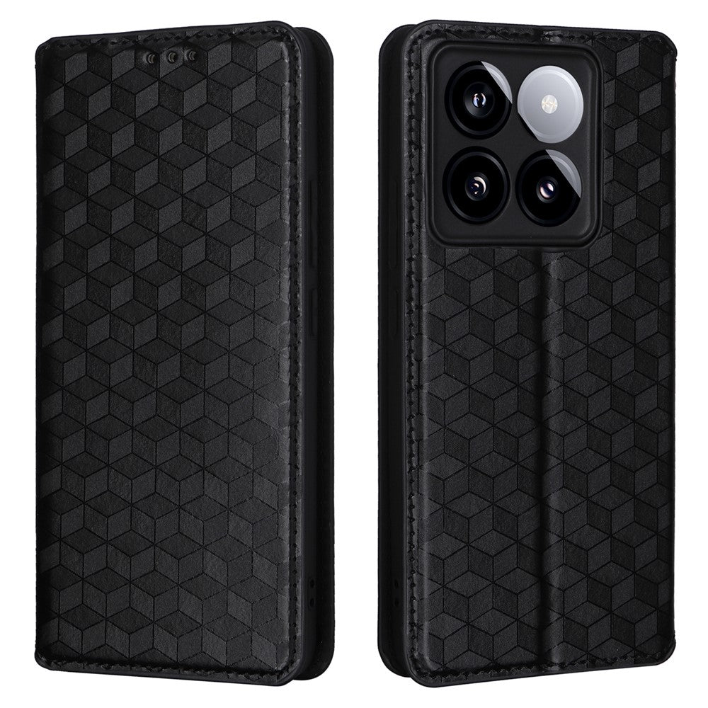 For Xiaomi 14T Pro Wallet Case Rhombus Imprinted Leather Phone Cover