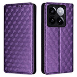 For Xiaomi 14T Pro Wallet Case Rhombus Imprinted Leather Phone Cover