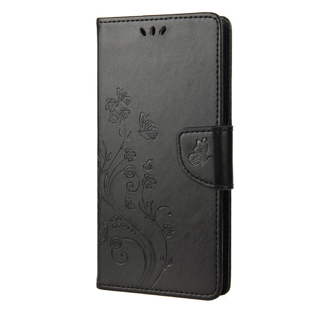 For Asus Zenfone 9 5G PU Leather Wallet Case Imprinting Flower Butterflies Magnetic Closure Stand Flip Cover with Strap