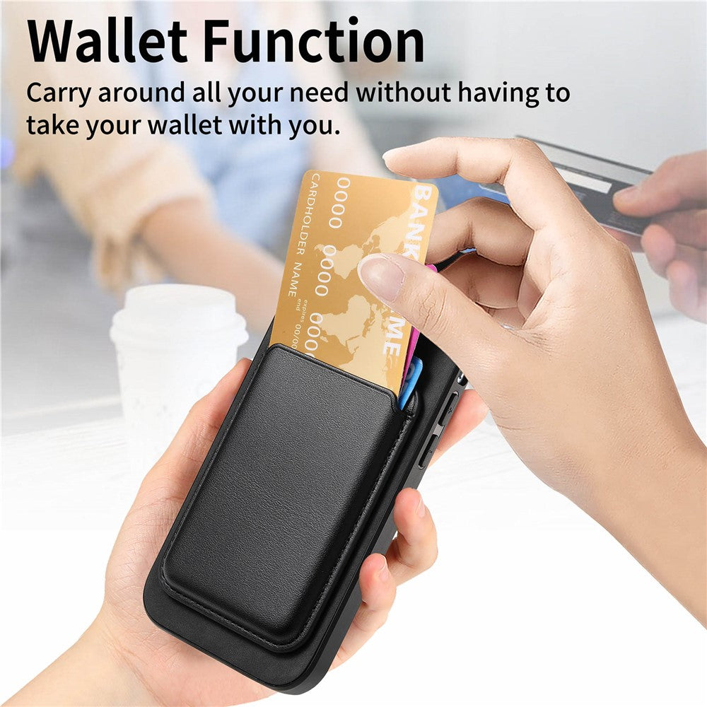 B2 For iPhone 16 Pro Case Detachable Magnetic Card Bag Leather+TPU Phone Cover