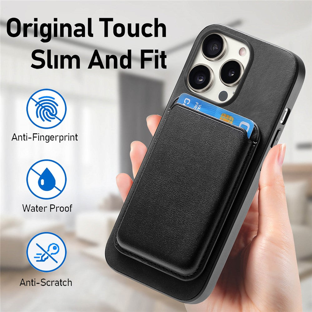 B2 For iPhone 16 Pro Case Detachable Magnetic Card Bag Leather+TPU Phone Cover