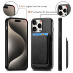 B2 For iPhone 16 Pro Case Detachable Magnetic Card Bag Leather+TPU Phone Cover