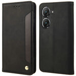 Til Asus Zenfone 9 5G Anti-fald Splejsning Telefoncover PU Læder Magnetisk Auto-absorberende Skin-touch Følelse Telefonpung Etui med Stand