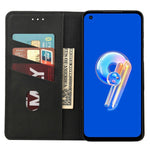 Til Asus Zenfone 9 5G Anti-fald Splejsning Telefoncover PU Læder Magnetisk Auto-absorberende Skin-touch Følelse Telefonpung Etui med Stand