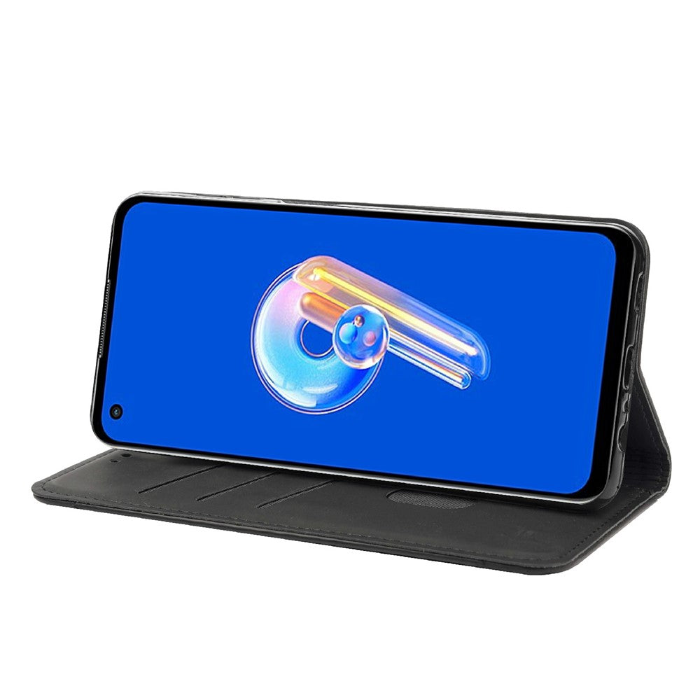 Til Asus Zenfone 9 5G Anti-fald Splejsning Telefoncover PU Læder Magnetisk Auto-absorberende Skin-touch Følelse Telefonpung Etui med Stand