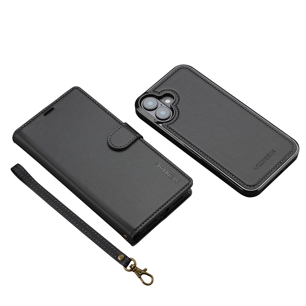 LC.IMEEKE L2 Series til iPhone 16 Plus Cover i PU-læder Pung Aftageligt magnetisk telefoncover
