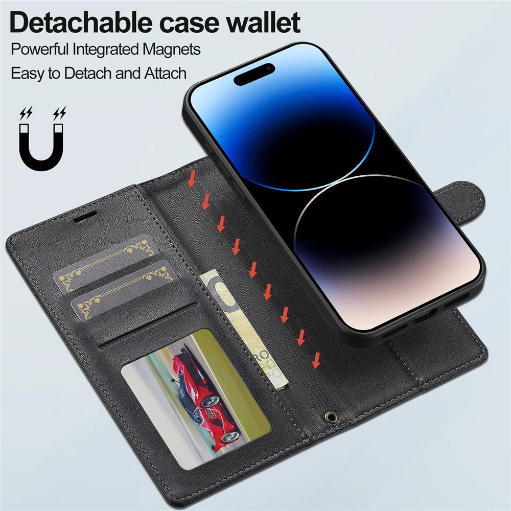 LC.IMEEKE L2 Series til iPhone 16 Plus Cover i PU-læder Pung Aftageligt magnetisk telefoncover