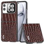 ABEEL For Huawei nova Flip 5G Case Genuine Cow Leather Back Phone Cover Crocodile Texture