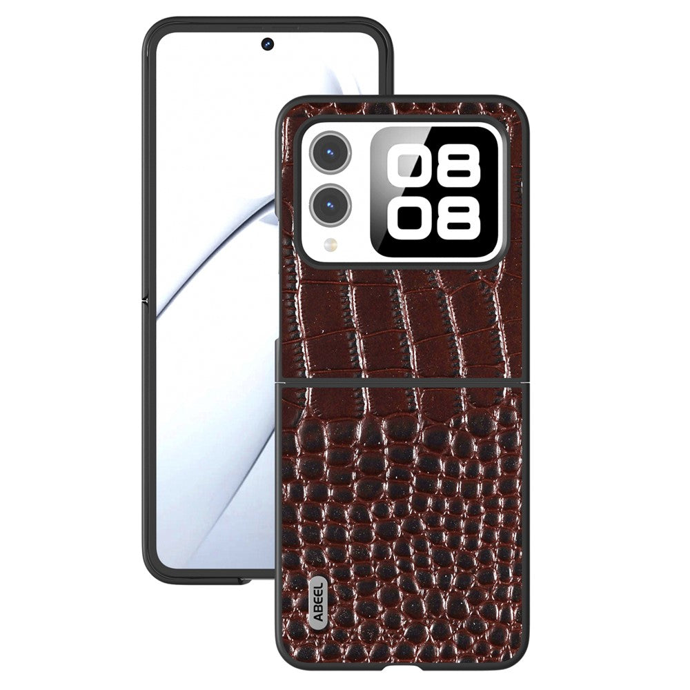 ABEEL For Huawei nova Flip 5G Case Genuine Cow Leather Back Phone Cover Crocodile Texture