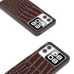 ABEEL For Huawei nova Flip 5G Case Genuine Cow Leather Back Phone Cover Crocodile Texture