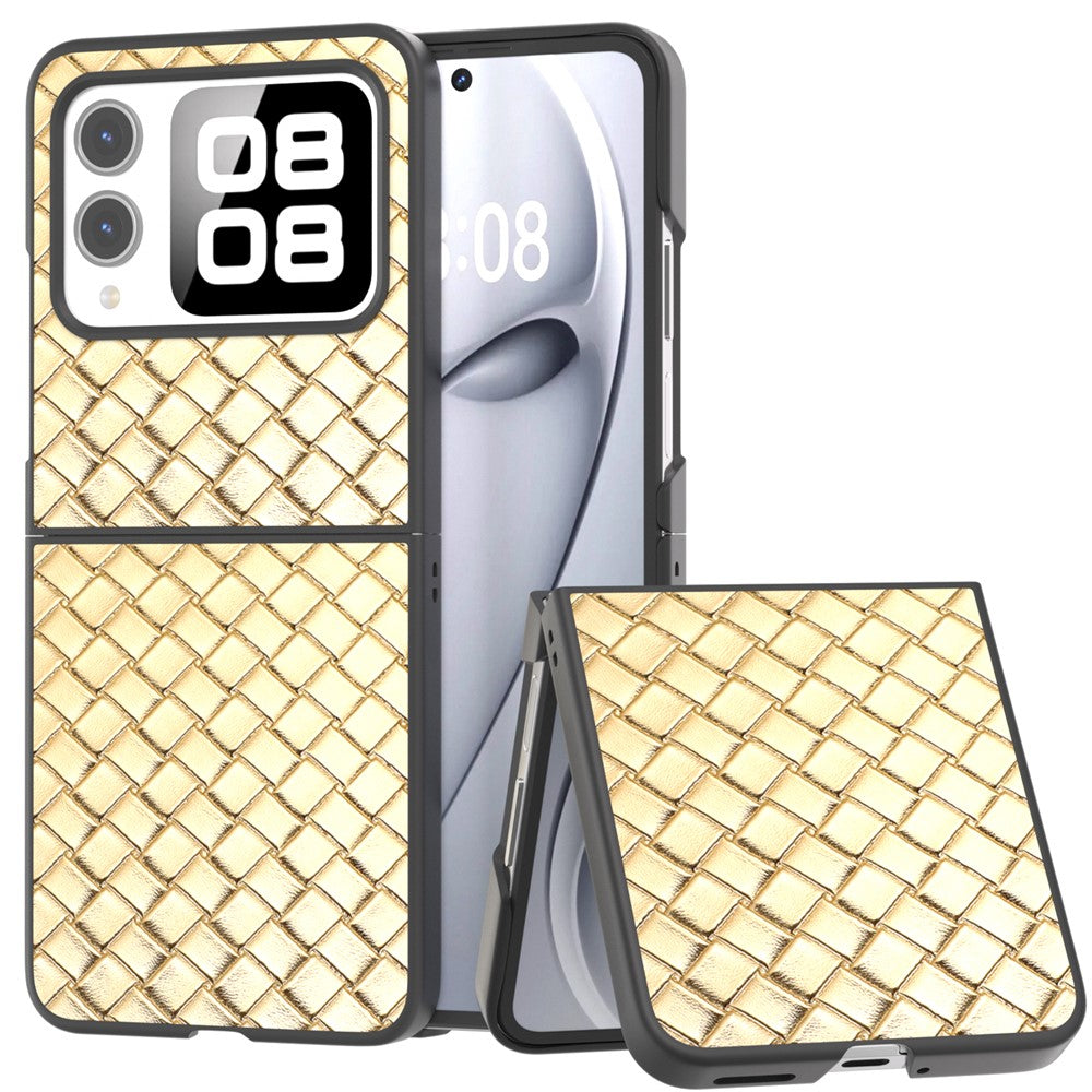 Huawei Nova Flip 5G-skal i vävd textur, PU-läderbelagt PC-mobilskal